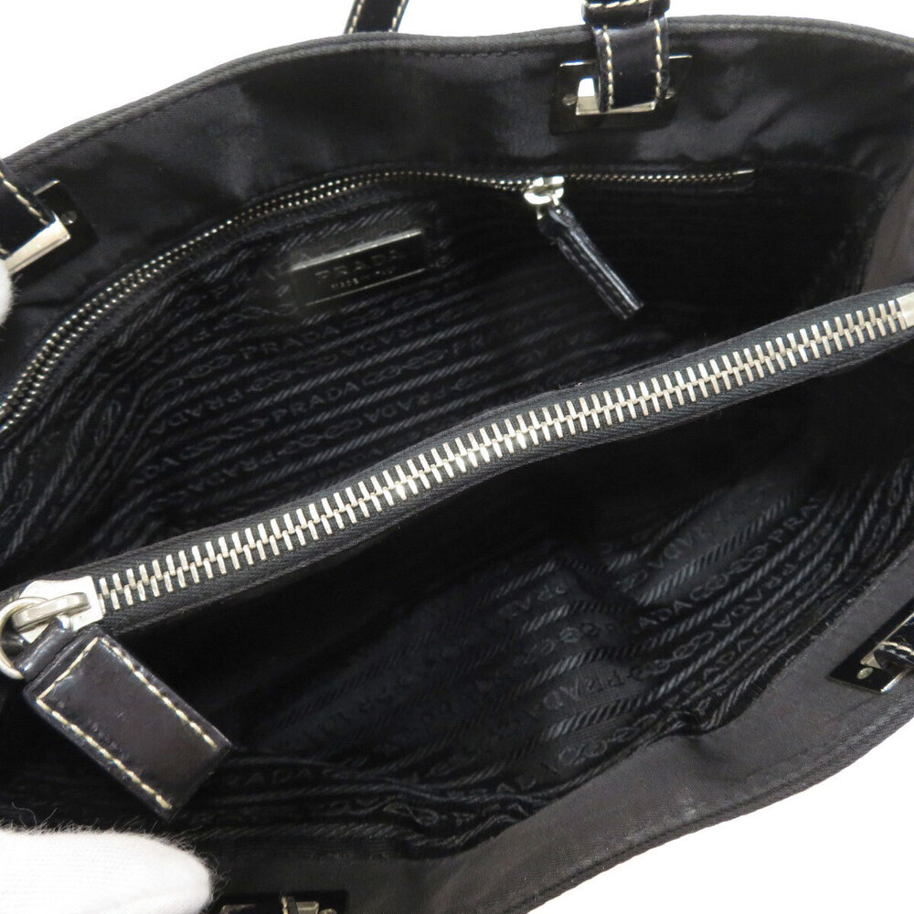 Prada Tote Tessuto Leather Shoulder Black Bag Black - Picture 5 of 11